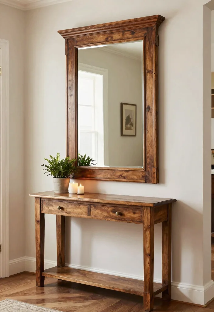 14 Wood Wall Decor Ideas for Warm Natural Texture 5. Wood Framed Mirrors 0
