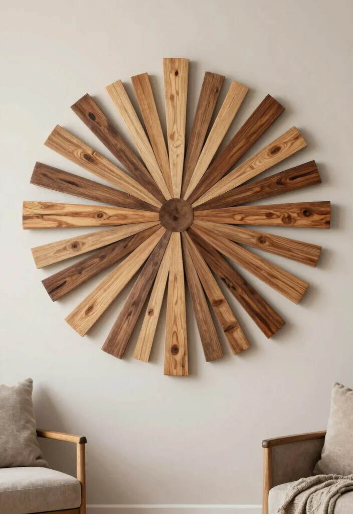 14 Wood Wall Decor Ideas for Warm Natural Texture 8. Wood Plank Wall Art 0