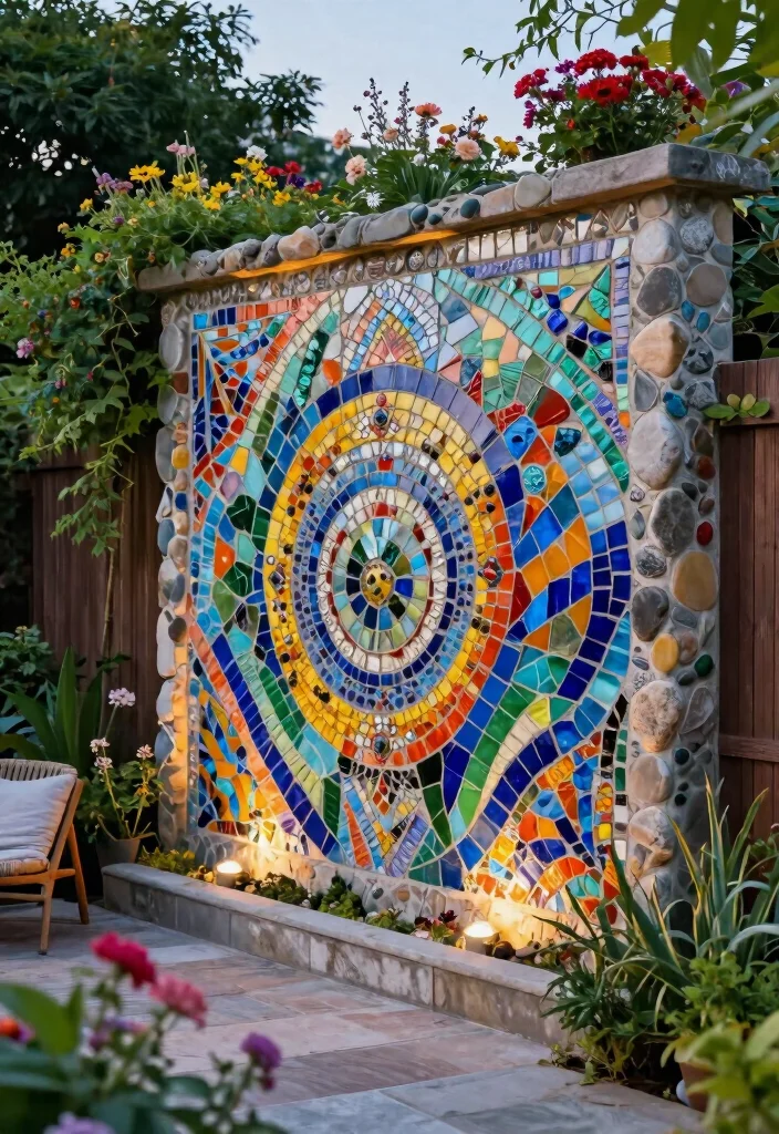 15 Backyard Retaining Wall Ideas That Add Structure and Style 10. Artistic Mosaics 0