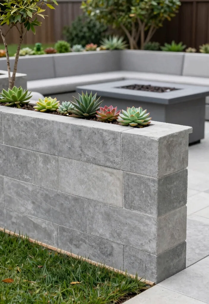 15 Backyard Retaining Wall Ideas That Add Structure and Style 2. Modern Concrete Blocks 0