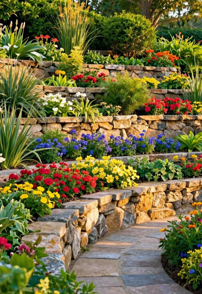 15 Backyard Retaining Wall Ideas That Add Structure and Style 5. Tiered Garden Walls 0