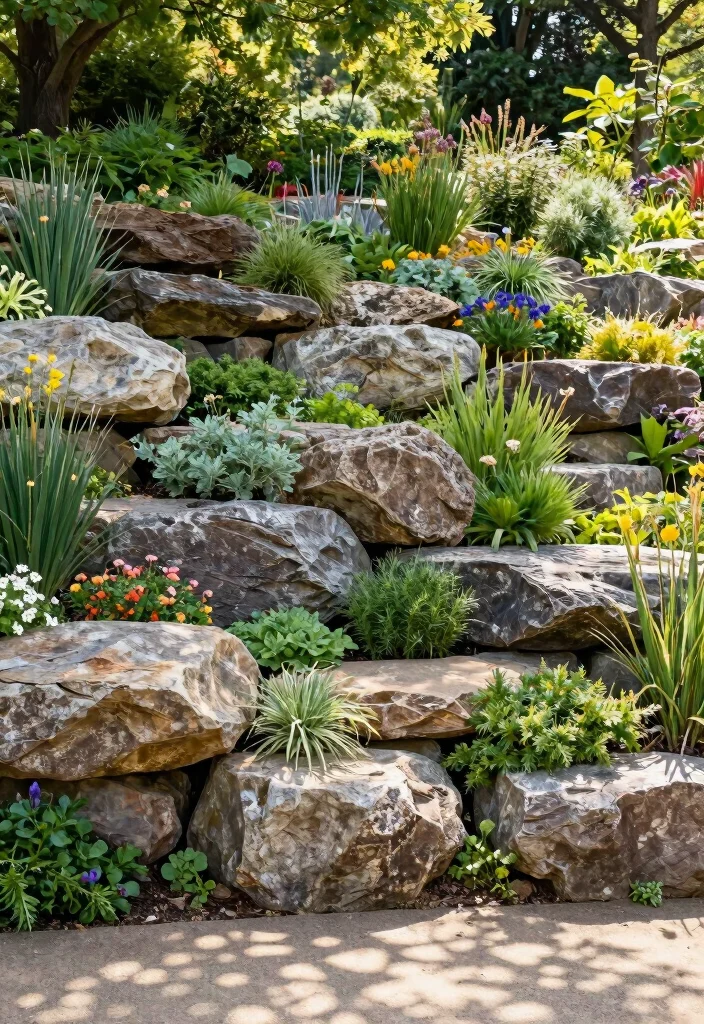 15 Backyard Retaining Wall Ideas That Add Structure and Style 7. Boulders for Natural Appeal 0