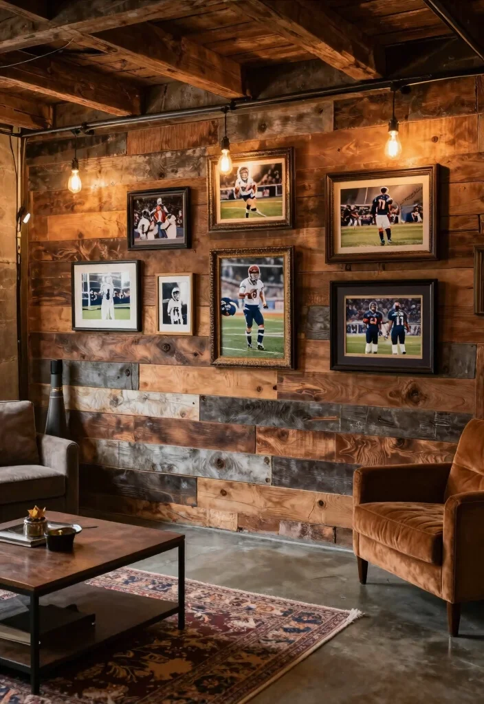 16 Basement Man Cave Ideas for Relaxed Personal Spaces 1. Reclaimed Wood Accent Wall 0