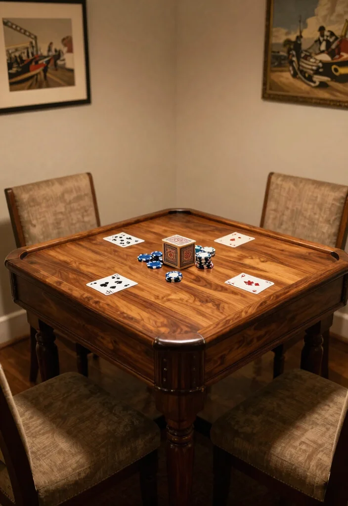 16 Basement Man Cave Ideas for Relaxed Personal Spaces 10. Vintage Game Table 0