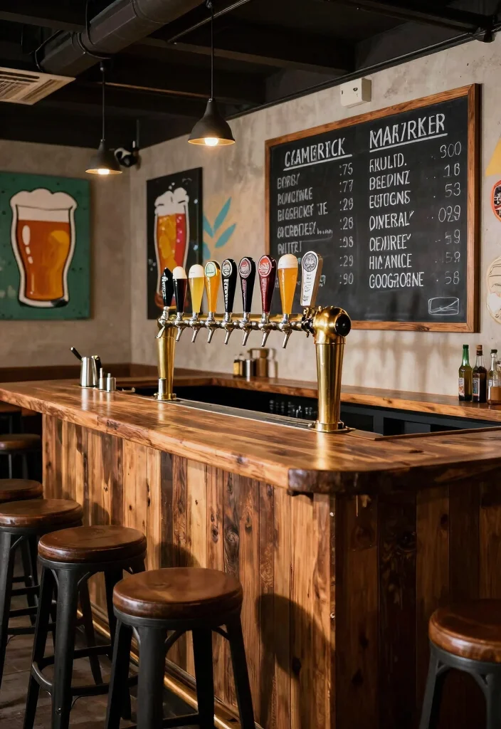 16 Basement Man Cave Ideas for Relaxed Personal Spaces 13. Customized Beer Tap Bar 0