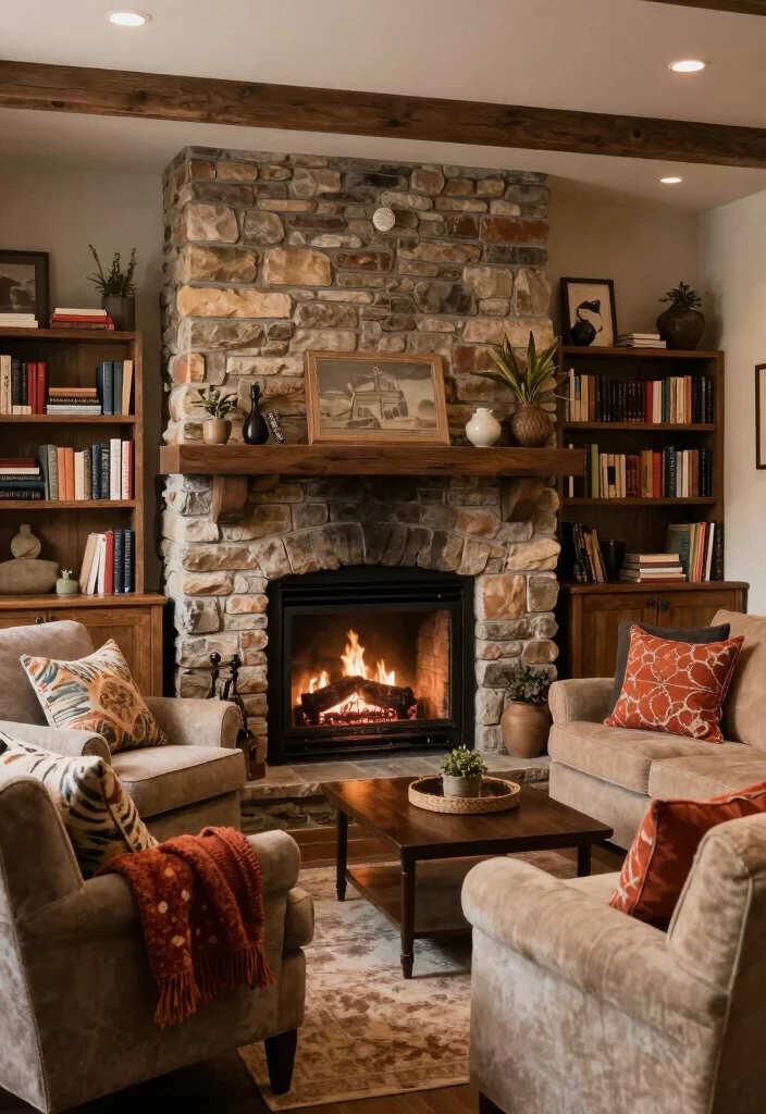 16 Basement Man Cave Ideas for Relaxed Personal Spaces 4. Cozy Fireplace Nook 0
