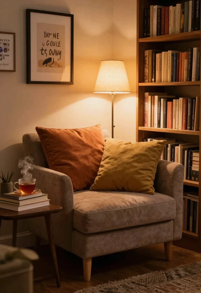 16 Basement Man Cave Ideas for Relaxed Personal Spaces 8. Cozy Reading Nook 0