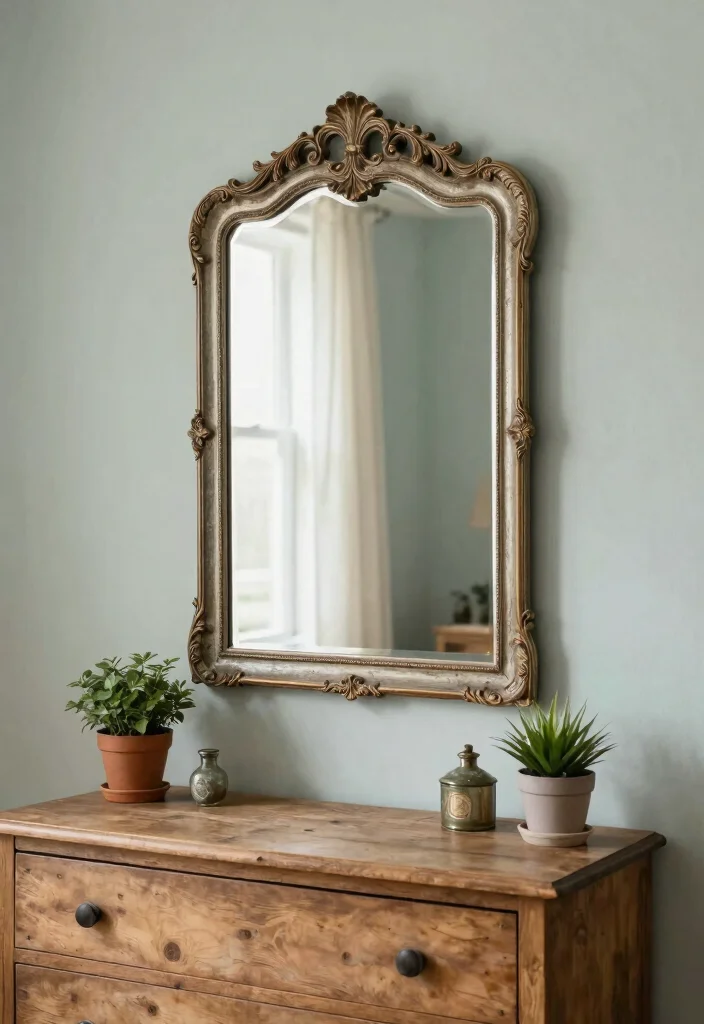 16 Bedroom Aesthetic Wall Decor Ideas That Feel Personal 4. Vintage Mirrors 0