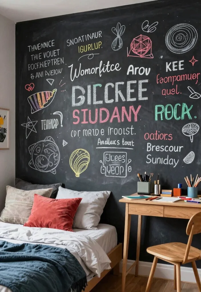 16 Bedroom Aesthetic Wall Decor Ideas That Feel Personal 6. Customizable Chalkboard Walls 0