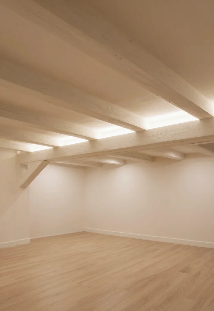 16 Low Ceiling Basement Renovation Ideas That Actually Work 6. Decorative Beams 0