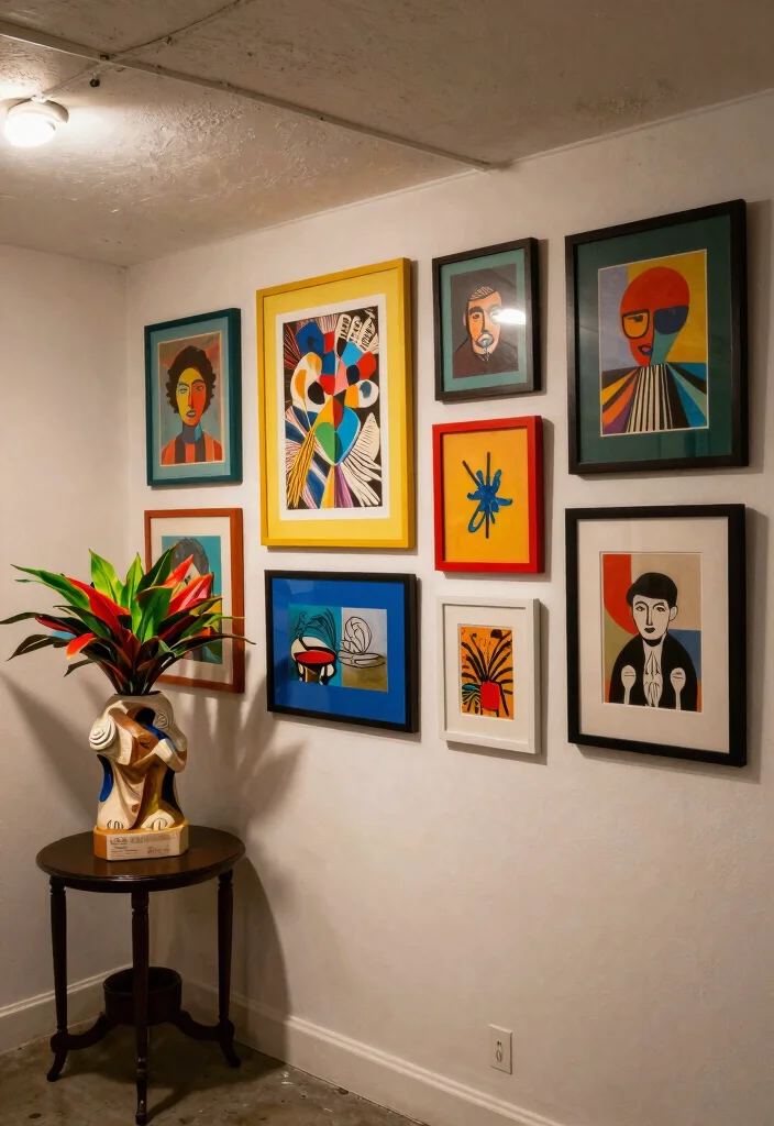 16 Open Basement Ideas That Feel Bright and Spacious 8. Artistic Decor 0